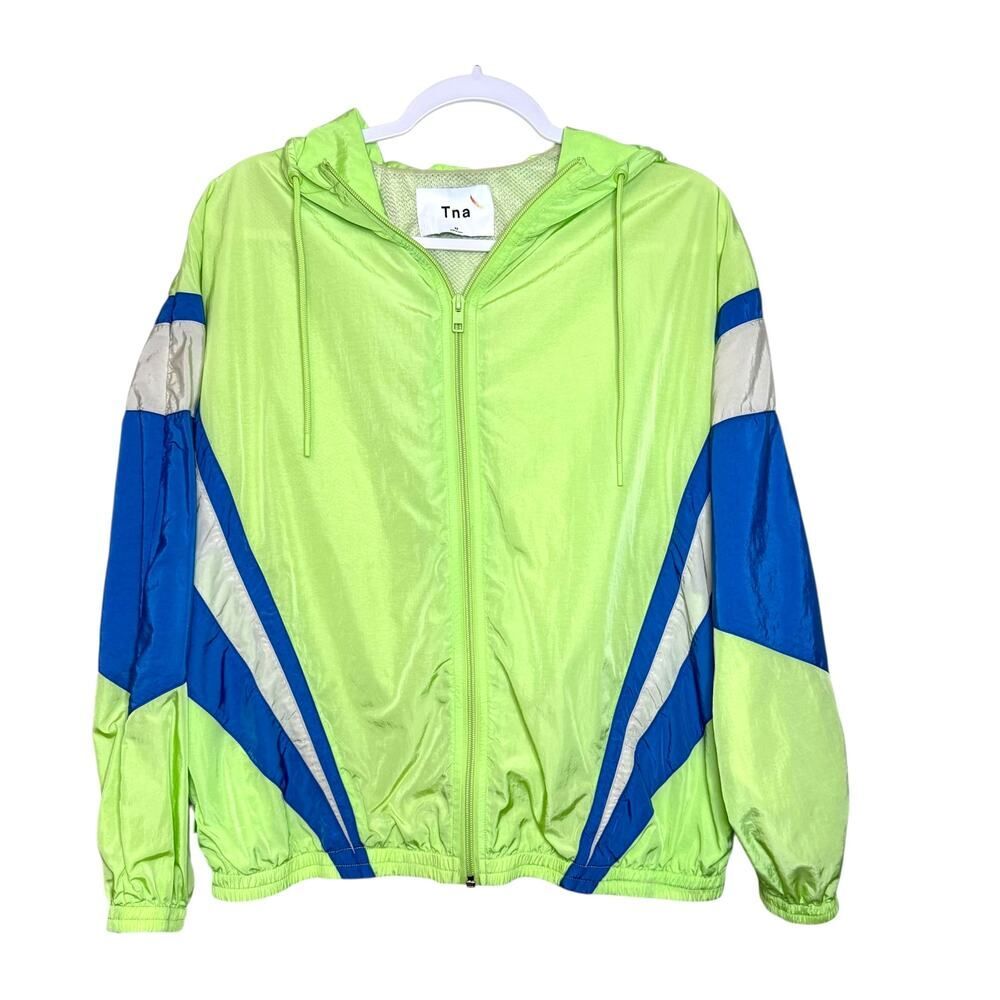 Artizia TNA Hooded Windbreaker Women XS Neon Green Lightweight Streetwear